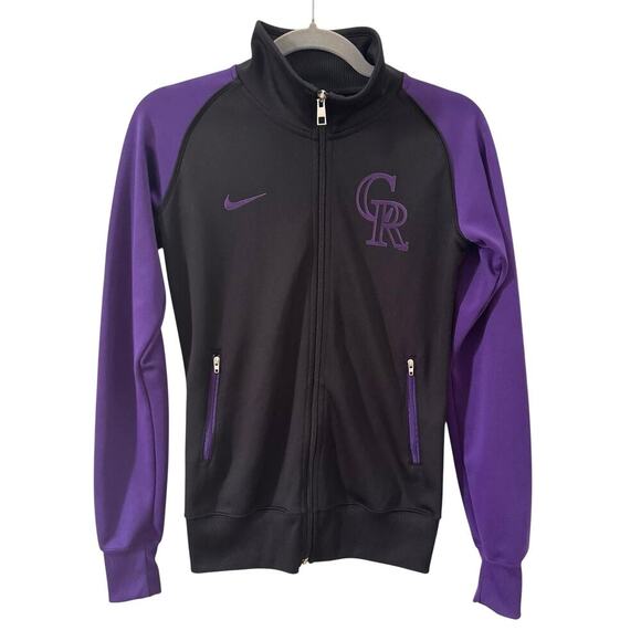 Nike Women's Colorado Rockies CR Full Zip Track Jacket Black Purple Size S - Picture 2 of 8